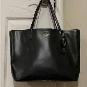 Kate Spade Medium Black Leather Zipper Tote